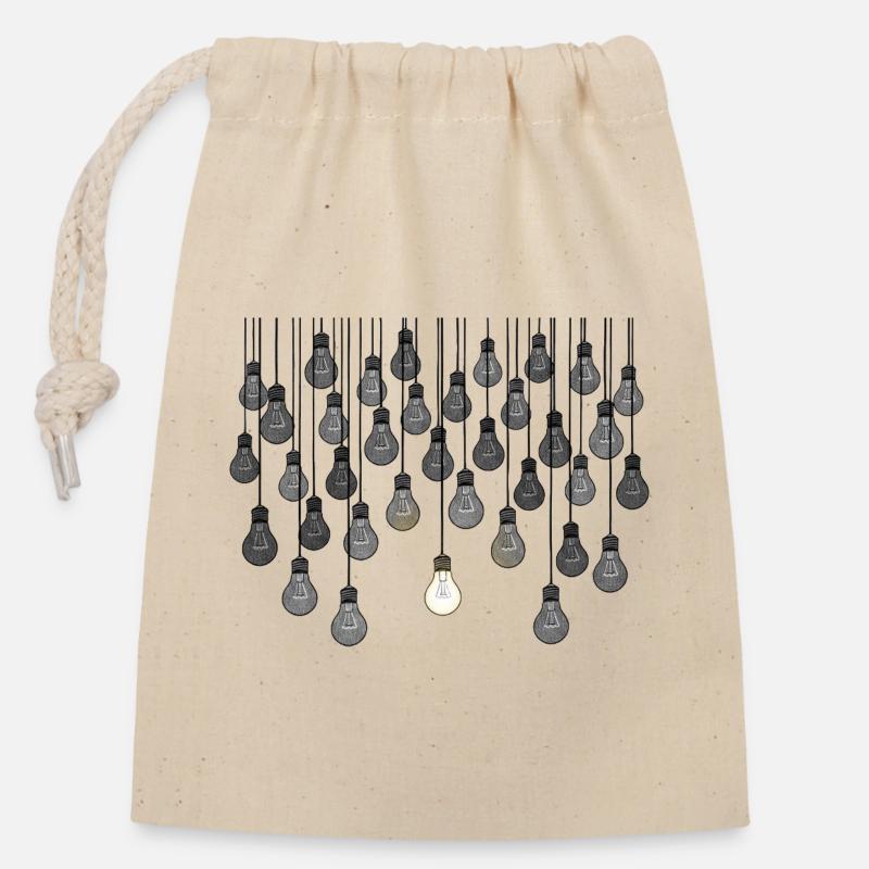 Réseau d'ampoules gris avec éclat unique - Sac cadeau en coton avec cordon (14 x 20 cm) - nature