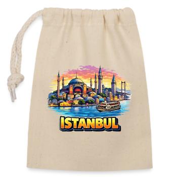 Istanbul skyline on the Bosphorus - Closable cotton gift bag (14x20cm) - nature - Front