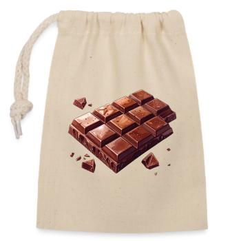 chocolate - Closable cotton gift bag (14x20cm) - nature - Front