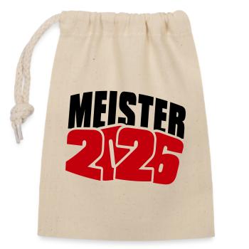 Meister 2026 Meisterschaft - Verschließbarer Geschenkbeutel aus Baumwolle (14x20cm) - Natur - Vorne