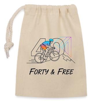 Forty & Free Cycling 40th Birthday Art - Closable cotton gift bag (14x20cm) - nature - Front