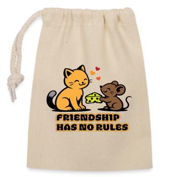 Freundschaft Ohne Regeln Katze Maus - Verschließbarer Geschenkbeutel aus Baumwolle (14x20cm) - Natur - Vorne
