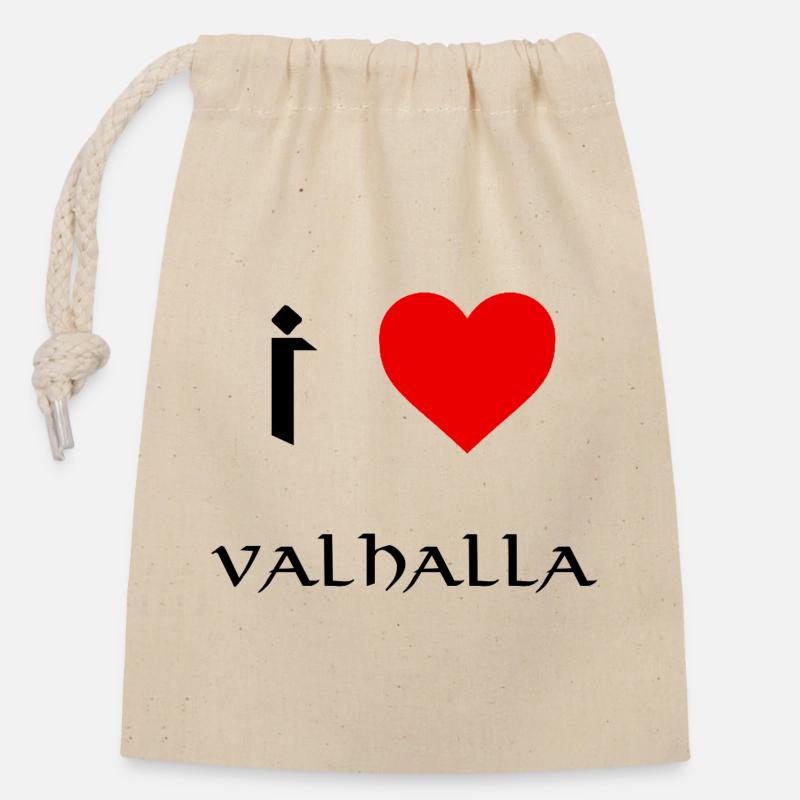 I love Valhalla - Closable cotton gift bag (14x20cm) - nature
