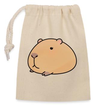 Entspannte Capybara-Cozy Vibe - Verschließbarer Geschenkbeutel aus Baumwolle (14x20cm) - Natur - Vorne