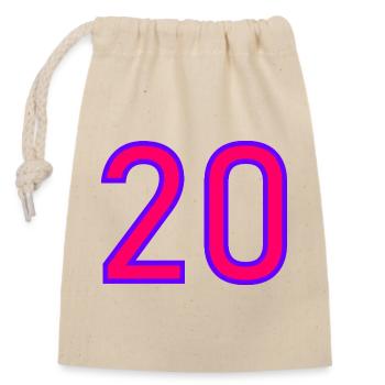 20. 20e ANNIVERSAIRE. ANNIVERSAIRE 20 ANS. 20 ANS. - Sac cadeau en coton avec cordon (14 x 20 cm) - nature - Devant