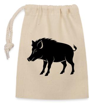 Wildschwein - Verschließbarer Geschenkbeutel aus Baumwolle (14x20cm) - Natur - Vorne
