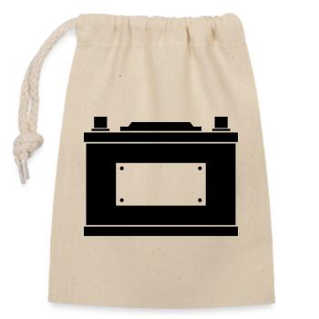 Car battery - Closable cotton gift bag (14x20cm) - nature - Front