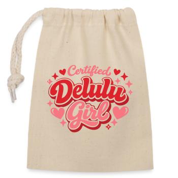 Chemise Certifiée Delulu Girl Mignonne et Tendance - Sac cadeau en coton avec cordon (14 x 20 cm) - nature - Devant