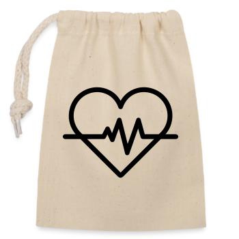rythme cardiaque - Sac cadeau en coton avec cordon (14 x 20 cm) - nature - Devant