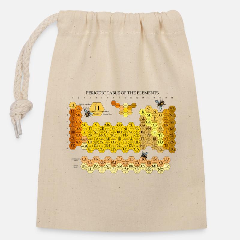 Periodic Table Of The Elements Honeycomb With Bees - Verschließbarer Geschenkbeutel aus Baumwolle (14x20cm) - Natur