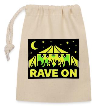 Rave On Festival Tent Techno Party Crew - Sac cadeau en coton avec cordon (14 x 20 cm) - nature - Devant