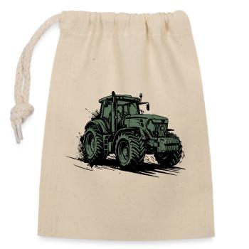 Tractor - Farmer Green Agricultural Tractor - Closable cotton gift bag (14x20cm) - nature - Front