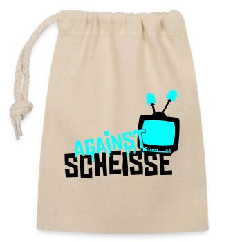 against shit - television - Closable cotton gift bag (14x20cm) - nature - Front