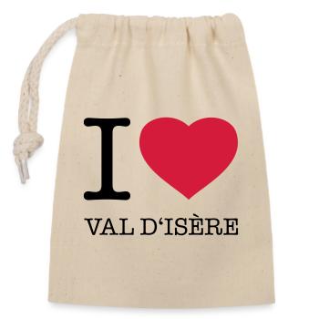 I LOVE VAL D'ISERE France Frankreich - Verschließbarer Geschenkbeutel aus Baumwolle (14x20cm) - Natur - Vorne