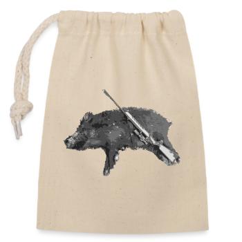 Tee-shirt Sanglier personnalisé avec votre texte - Sac cadeau en coton avec cordon (14 x 20 cm) - nature - Devant