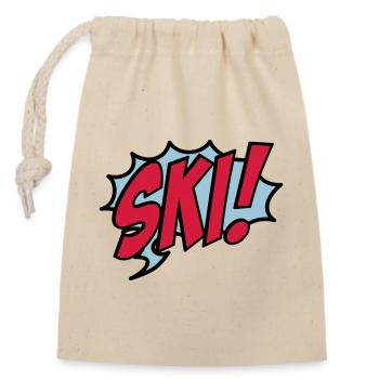 Ski - Sac cadeau en coton avec cordon (14 x 20 cm) - nature - Devant