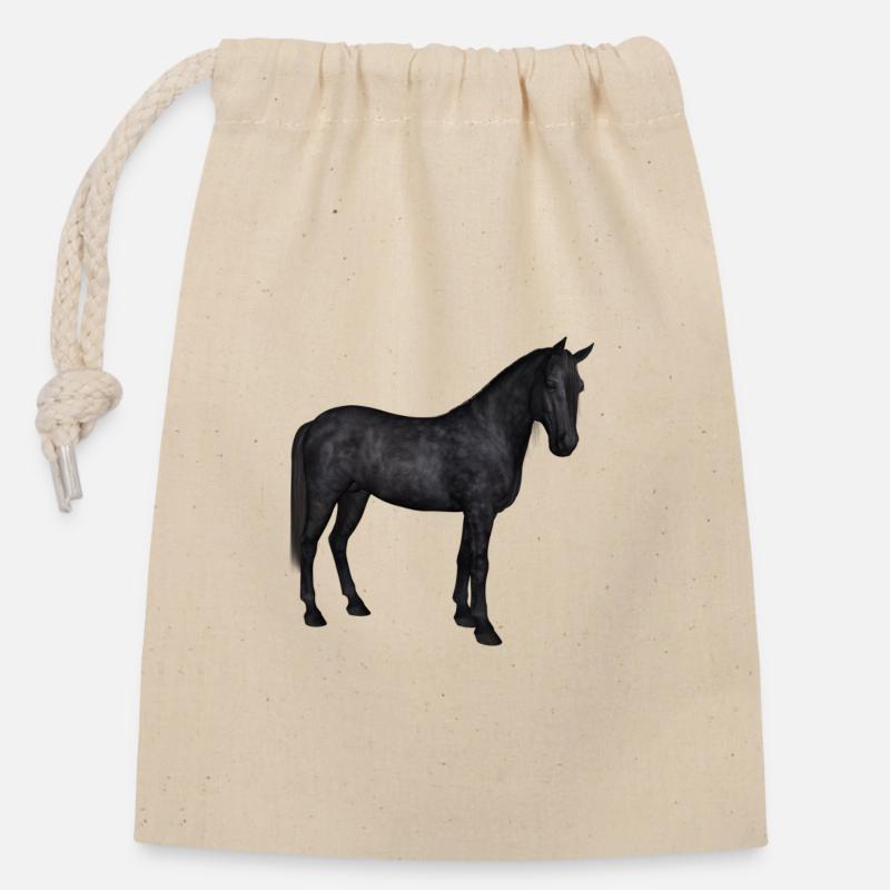 Elegant Gray Arabian on Dark Foundation - Closable cotton gift bag (14x20cm) - nature