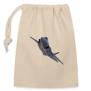 F-35 - Closable cotton gift bag (14x20cm) - nature - Front