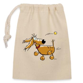 Chien drôle - Flyball - Sports de chien - Sac cadeau en coton avec cordon (14 x 20 cm) - nature - Devant