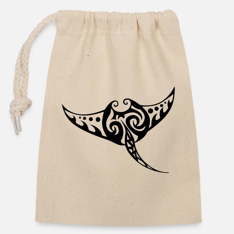 Manta Ray - Closable cotton gift bag (14x20cm) - nature