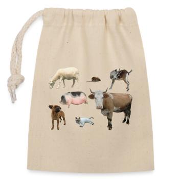 Ferme - Sac cadeau en coton avec cordon (14 x 20 cm) - nature - Devant