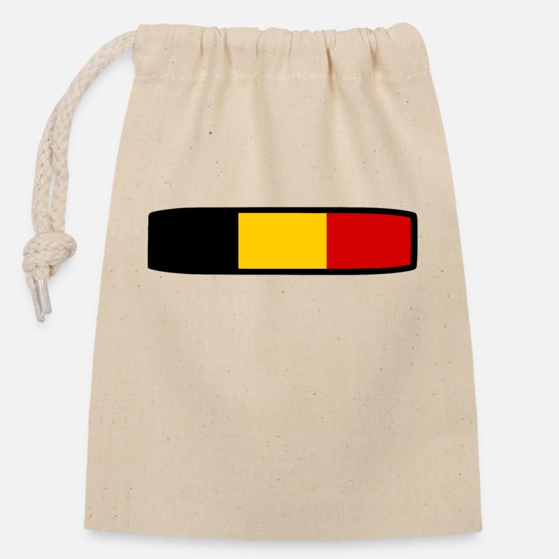 Drapeau belge - Sac cadeau en coton avec cordon (14 x 20 cm) - nature