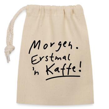 Kaffee Guten Morgen - Verschließbarer Geschenkbeutel aus Baumwolle (14x20cm) - Natur - Vorne