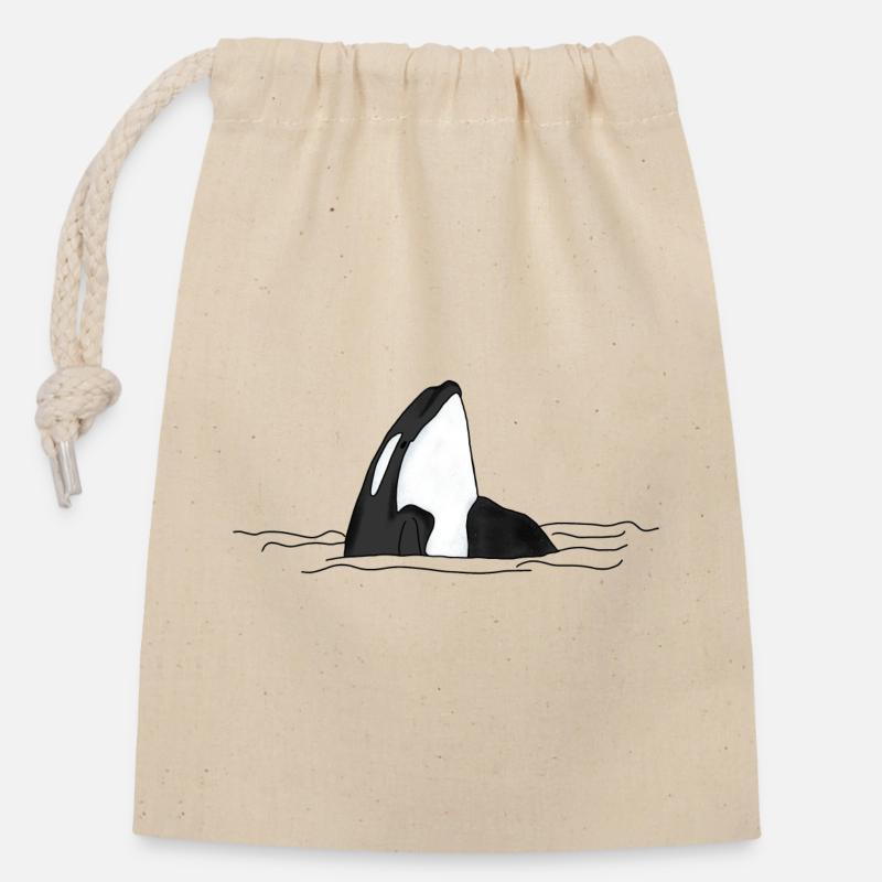 Orca - Verschließbarer Geschenkbeutel aus Baumwolle (14x20cm) - Natur