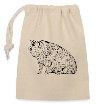 Schwein Schweine - Verschließbarer Geschenkbeutel aus Baumwolle (14x20cm) - Natur - Vorne