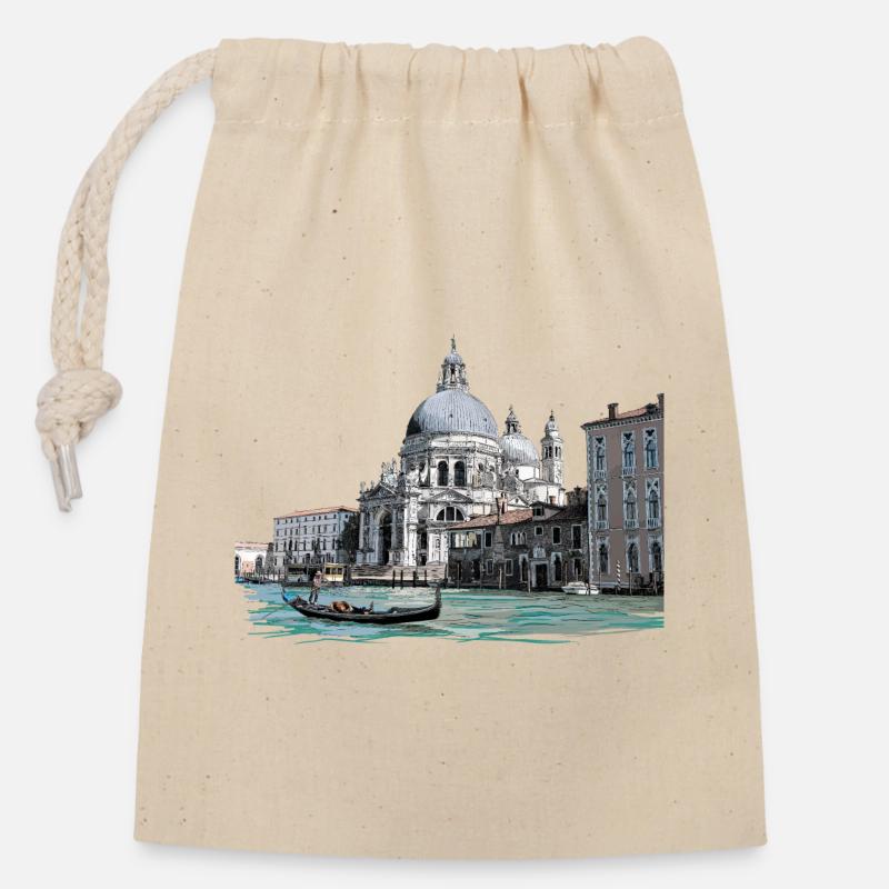 Venedig - Verschließbarer Geschenkbeutel aus Baumwolle (14x20cm) - Natur