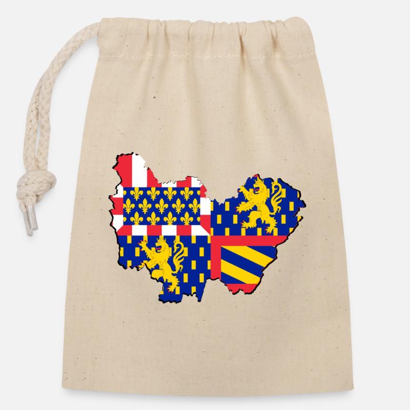 bourgogne franche comté - Sac cadeau en coton avec cordon (14 x 20 cm) - nature