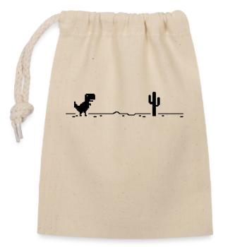T-rex Cactus Offline - Closable cotton gift bag (14x20cm) - nature - Front
