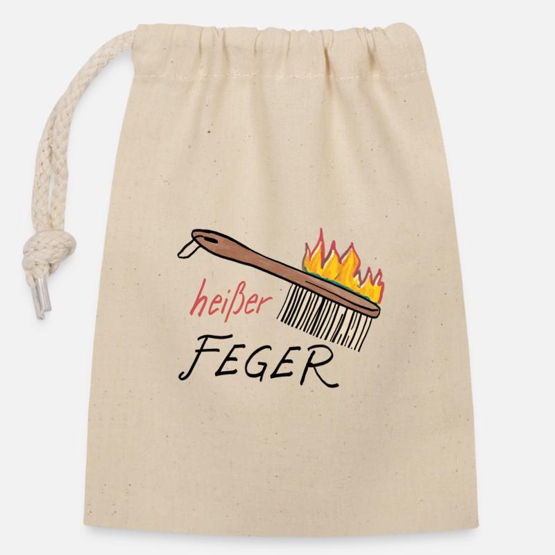 Heißer Feger - Verschließbarer Geschenkbeutel aus Baumwolle (14x20cm) - Natur
