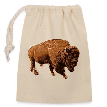 Bison - Verschließbarer Geschenkbeutel aus Baumwolle (14x20cm) - Natur - Vorne