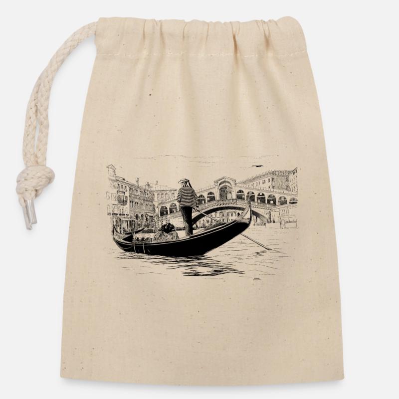 Venedig - Verschließbarer Geschenkbeutel aus Baumwolle (14x20cm) - Natur