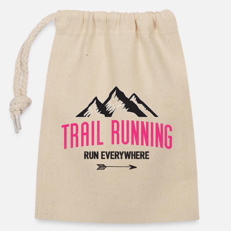 Trail Running – Courez partout - Sac cadeau en coton avec cordon (14 x 20 cm) - nature