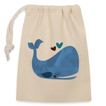 Blue Whale Bliss - Verschließbarer Geschenkbeutel aus Baumwolle (14x20cm) - Natur - Vorne