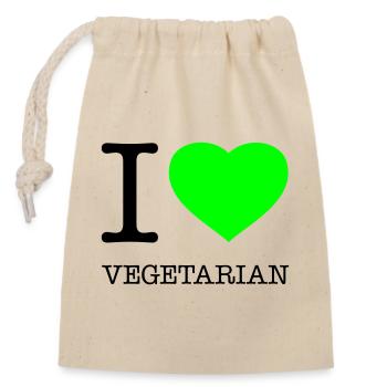 I LOVE VEGETARIAN Vegetarisch Vegetarier - Verschließbarer Geschenkbeutel aus Baumwolle (14x20cm) - Natur - Vorne