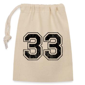 Number 33 - Closable cotton gift bag (14x20cm) - nature - Front