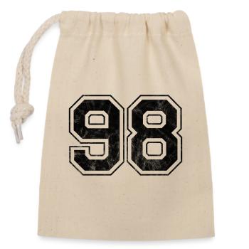 Number 98 - Closable cotton gift bag (14x20cm) - nature - Front
