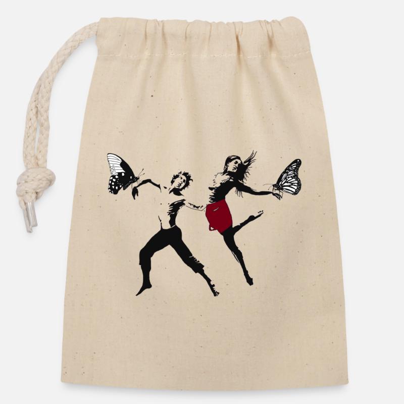 Modern Dance - Closable cotton gift bag (14x20cm) - nature
