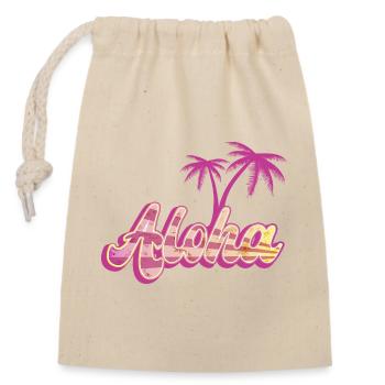 Aloha Palm - Sac cadeau en coton avec cordon (14 x 20 cm) - nature - Devant