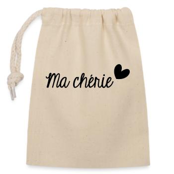 MA CHERIE. MON CHERI. SAINT VALENTIN. EVJF - Sac cadeau en coton avec cordon (14 x 20 cm) - nature - Devant