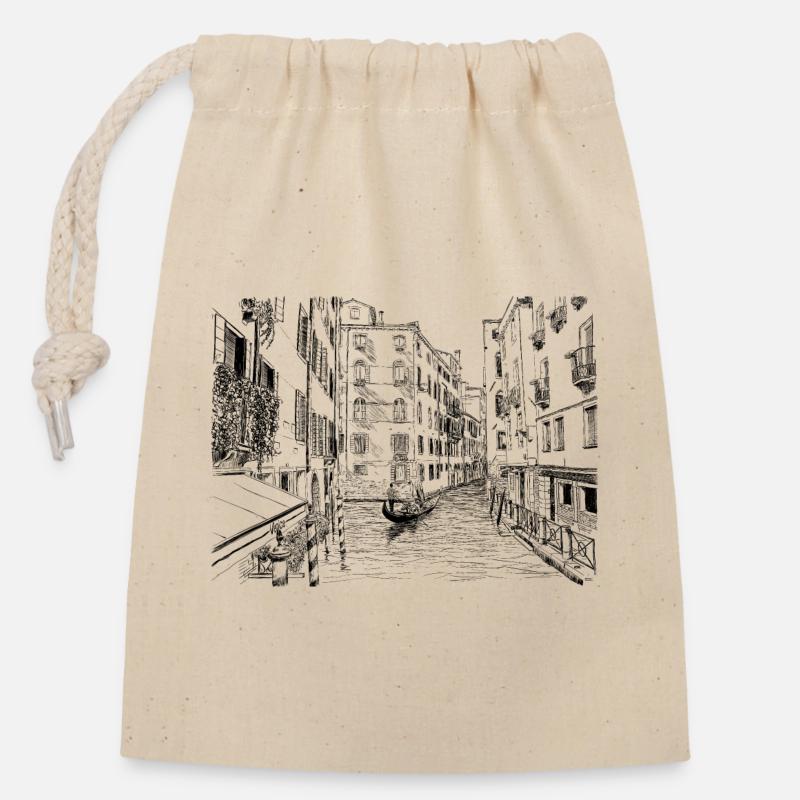 Venice - Closable cotton gift bag (14x20cm) - nature
