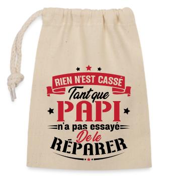 Rien n'est cassé tant que papi le réparer cadeau - Sac cadeau en coton avec cordon (14 x 20 cm) - nature - Devant