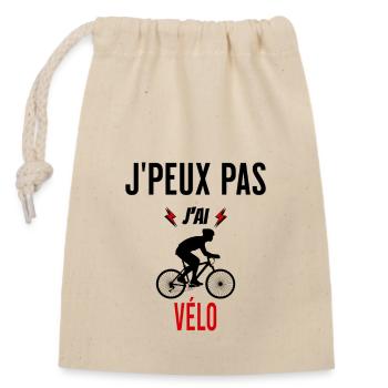 J'peux pas j'ai vélo phrase humoristique - Sac cadeau en coton avec cordon (14 x 20 cm) - nature - Devant