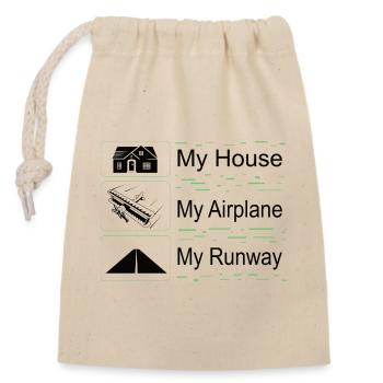 Mein Haus, mein Flugzeug, Meine Landebahn - Verschließbarer Geschenkbeutel aus Baumwolle (14x20cm) - Natur - Vorne
