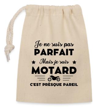 je ne suis pas parfait motard humour - Sac cadeau en coton avec cordon (14 x 20 cm) - nature - Devant