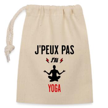 J'peux pas j'ai yoga phrase humoristique - Sac cadeau en coton avec cordon (14 x 20 cm) - nature - Devant