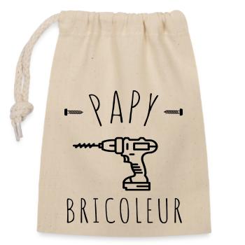 Papy bricoleur humour bricolage cadeau grand-père - Sac cadeau en coton avec cordon (14 x 20 cm) - nature - Devant